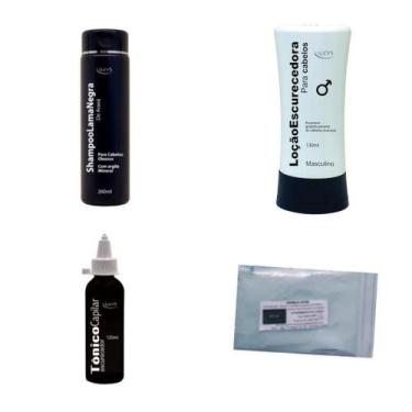 Imagem de Kit Escurecedor Masculino Shampoo Loção Tônico Argila Lucy's - LUCYS