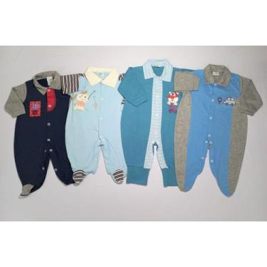 Imagem de KIT Macacão Longo em Malha Masculino - 4 Unidades - Nethuno Baby, PP