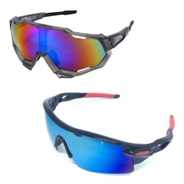 Imagem de Kit 2 Óculos De Sol Esportivo Masculino Feminino Espelhado - PENDULARI