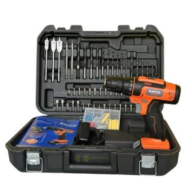 Imagem de Parafusadeira 12v Furadeira com Maleta 110 Peças Bateria 12V - Rayco