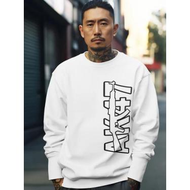 Imagem de Blusa De Frio Moletom Masculino Sem Capuz Careca Flanelado Algodão Pre