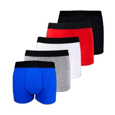 Imagem de Kit com 5 Cuecas Boxer Box Try Basics Algodão Cotton Lisa Básica Casua