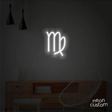 Imagem de luminaria letreiro Neon Led Signo Virgem 70x60 luminoso decoração p/ s
