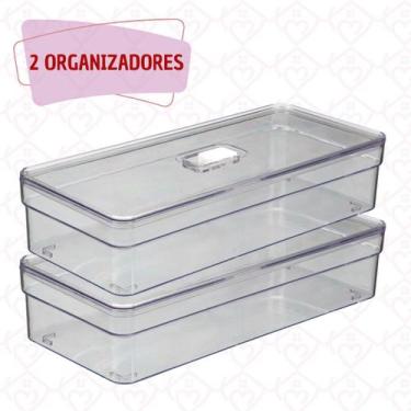 Imagem de 2 Un Organizador Porta Ovos Com Tampa Acrilico Retangular - PLASTUTTI,