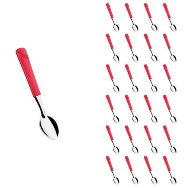 Imagem de Conjunto 24 Colher de Chá Linha Luna Vermelho Aço Inox - Taumer, Luna