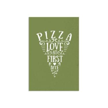 Imagem de Placa Decorativa MDF Frase Pizza Primeira Mordida 30x40cm - Quartinhos