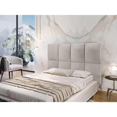 Imagem de Painel Estofado Casal 8 Módulos Moderna Mobilia Veludo Creme - MOVEIS 