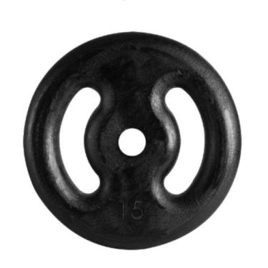 Imagem de Anilha 15 kg Furo 31mm Ferro Fundido Pintado Preto Exercícios Em Casa 