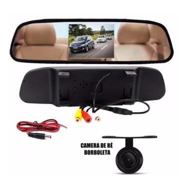 Imagem de Kit Espelho Retrovisor Com Tela Lcd 4.3 + Camera Re Colorida - Diverso