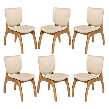 Imagem de Kit 6 Cadeiras Estofadas de Madeira Maciça Imbuia 44 x 86 Cm Irlanda L