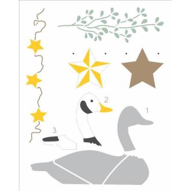 Imagem de Stencil Pintura Pd Brasil Pato e Ornamentos 3336 20x25 Opa