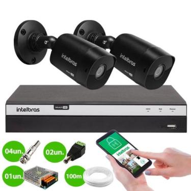 Imagem de Kit 2 Câmeras Black Bullet Intelbras vhd 1220 B G6 Full HD 1080p + dvr