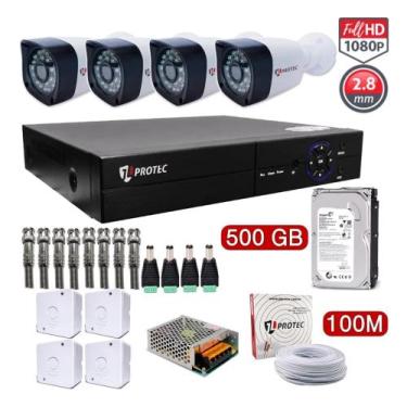 Imagem de Kit Cftv 4 Câmeras Segurança Full Hd 1080p Dvr C/ App Xmeye - Protec