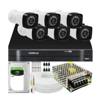 Imagem de Kit DVR Intelbras 8 canais H.265 Hd 1TB 6 câmeras Full HD 1080p 20m