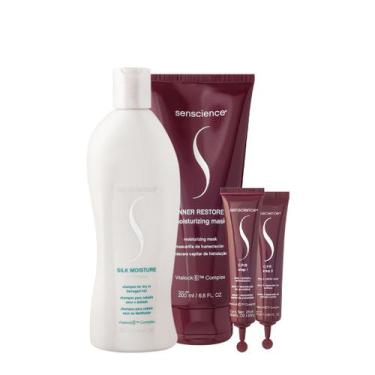 Imagem de Kit Senscience Silk Moisture Inner CPR Shampoo Máscara Ampola (4 produ