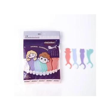 Imagem de Plackers Fio Dental Infantil Cabo Haste De Animais - 40 Peças - Chocoi