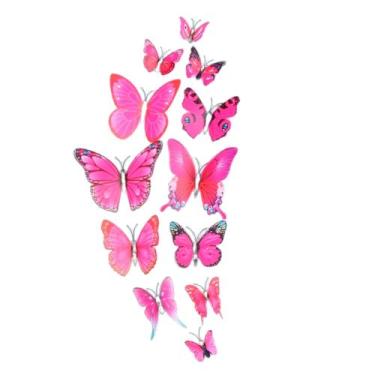Imagem de Borboletas Realistas 3d Rosa P/ Decorar 12 Pcs Quarto Festas - Things 