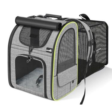 Imagem de Pecute Mochilas Para Transportar Gatos, Mochila Expansível Para Gatos Com Capa De Sombra, Malha Respirável, Mochila Para Transportar Animais De Estimação Para Gatos, Cães Pequenos, Filhotes, Mochila P