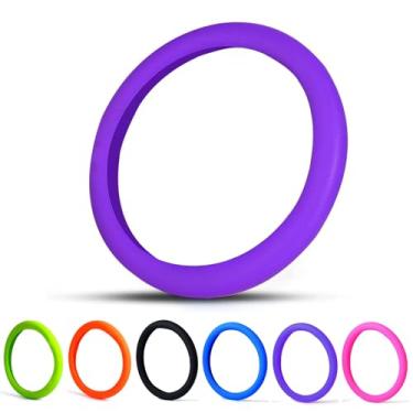 Imagem de Capa de volante de silicone elástico universal 30% mais espessa para rodas de 35,5 cm, 38,1 cm, 40,6 cm, aderência antiderrapante e controle aprimorado para homens e mulheres, proteção para todos os