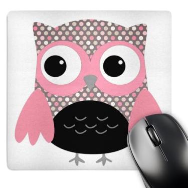 Imagem de 3dRose LLC Mouse pad 20,3 x 20,3 x 0,63 cm, coruja fofa de bolinhas rosa/preta (mp_61033_1)