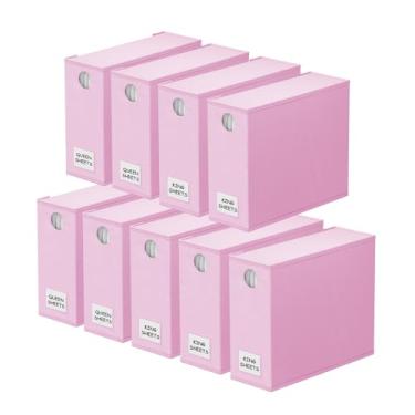 Imagem de SpaceAid Pacote com 9 organizadores e armazenamento de lençóis, organizador de lençóis dobrável com janela para armário de linho, conjunto de lençóis para armazenamento de cama queen e king size