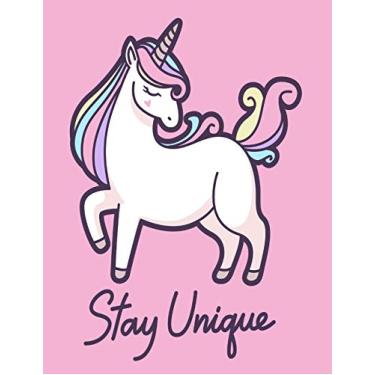Imagem de Stay Unique: Cornell Notes Notebook, Motivational Word Art Cover, Size 8.5" x 11", 120 Pages, Soft Matte Cover Unicorn