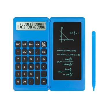 Imagem de Calculadora de mesa, pequenas calculadoras de mesa com bloco de anotações, calculadora básica de 4 funções de matemática grande, material escolar para crianças, estudantes do ensino fundamental/médio
