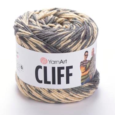 Imagem de YarnArt Fio acrílico de lã de mármore Cliff – 80% acrílico, 20% lã, tricô crochê para artesanato – suéter, cachecol, fio de xale, fio de outono inverno peso médio (4), 1 novelo (8305)
