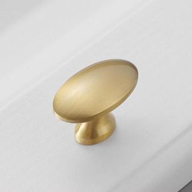 Imagem de Puxador de gaveta de bronze amarelo vintage francês, puxador de gaveta de cobre puro moderno simples dourado, armário de guarda-roupa, móveis, alça de furo único, ouro escovado, CHINA