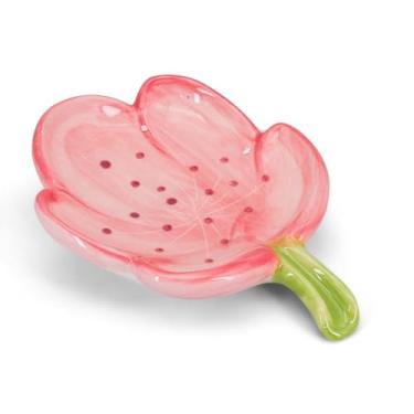 Imagem de LINXUXIE Porta Sabonete de Cerâmica, Porta Sabonete para Banheiro, Porta Sabonete Em Forma de Flor para Chuveiro, Bandeja de Proteção de Sabão de Fácil Limpeza, Decoração para Banh (, Rosa)