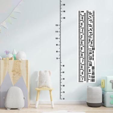 Imagem de Fssqii Adesivos de parede pretos de altura adesivo de gráfico de crescimento para adesivos de medição de parede, régua, formas simples, decalques de parede para crianças, berçário, régua de