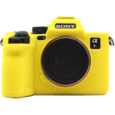 Imagem de Capa para câmera A7R V, capa de borracha fina e leve de silicone BMAOLLONGB Frosting para Sony Alpha A7R V (amarelo)
