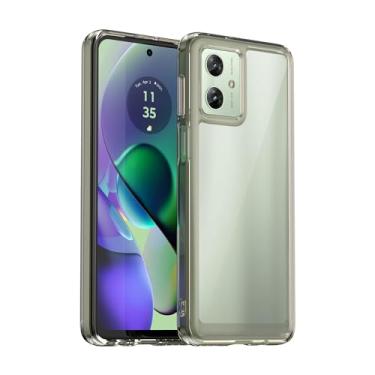 Imagem de HTXWXJC Capa para Moto G54 Power/Moto G54, Motorola G64, XT2343 Capa com protetor de tela, capa rígida de policarbonato transparente à prova de choque fina para Motorola Moto G54 preta transparente