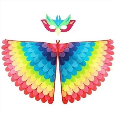 Imagem de Fantasia De Asas De Pássaro Para Crianças De 3 A 8 Anos De Idade, Máscara De Feltro E Conjunto De Asas, Coruja, Pavão, Para Meninos E Meninas, Carnaval, Halloween (COLOR04)