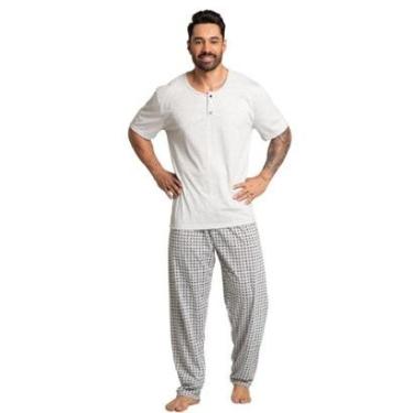 Imagem de Pijama Masculino Com Bolso Bella Fiore Manga Curta Calça Longa Roupa Para Dormir Frio Linha Noite-Masculino