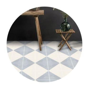 Imagem de Adesivo para piso losango azul claro lavável antiderrapante - Colacomi