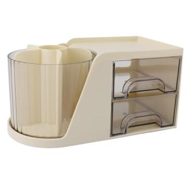 Imagem de Organizador da Mesa, Organizador de Papelaria de Desktop, Prateleira de Suporte de Caneta Rotativa de Plástico, Ideal para Acessórios de Escritório e Itens Pequenos (Amarelo)