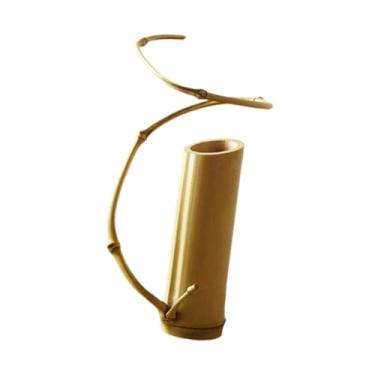 Imagem de Kuntesetty Vaso de flor de bambu Vaso de ornamento de mesa Decorativa Presente de aniversário Plantador de arranjo floral para o escritório prateleira de férias, Altura 15 Cm