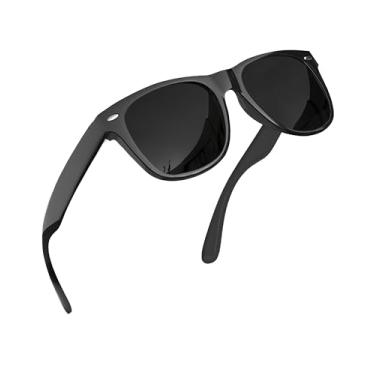 Imagem de grinderPUNCH Óculos de sol masculinos com lentes pretas super escuras, retrô, clássicos, da década de 80, Preto