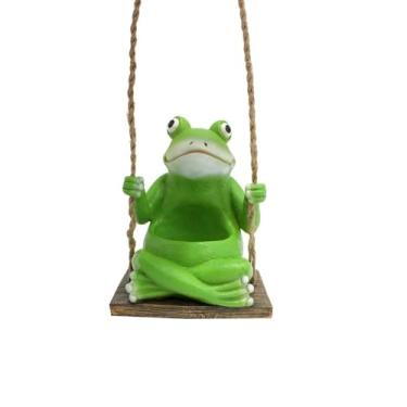 Imagem de Leadigol Vaso de resina para pendurar sapo balançando, animal fofo, decoração de casa, decoração de animais, jardim, pendurar para plantas internas ao ar livre