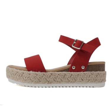 Imagem de Soda CLIP ~ Sandália feminina com bico aberto e tira no tornozelo, Batom vermelho nobuck, 36