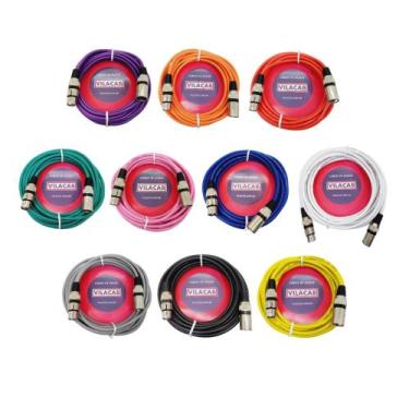 Imagem de Kit De 10 Cabos Colorido Microfone/dmx Balanceado 5 Metros - Vilacab