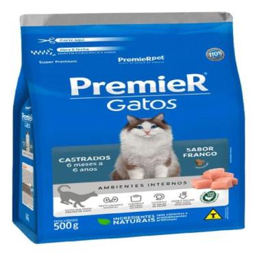 Imagem de Ração Gatos Premier Castrado 6 Meses A  6 Anos Frango 500g