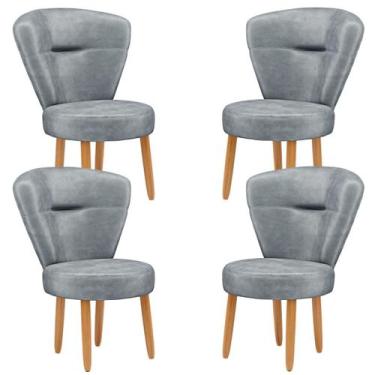 Imagem de Jogo 4 Poltronas Estofadas para Maquiagem Sala de jantar cozinha Tecid