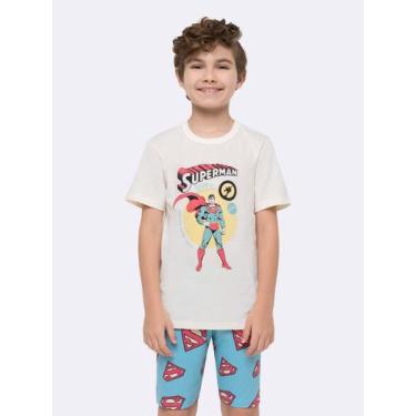 Imagem de Pijama Manga Curta Masculino Infantil Superman - Veggi, Marfim, 12, Me