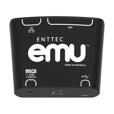 Imagem de Enttec Interface de hardware 70681 EMU para controle de iluminação, controlador USB-C e Ethernet DMX com suporte XLR de 3/5 pinos, MIDI e pedal