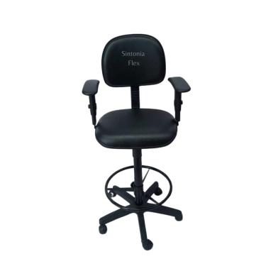 Imagem de Cadeira Secretaria Caixa Alta Braço Regulagem Base Rodízio