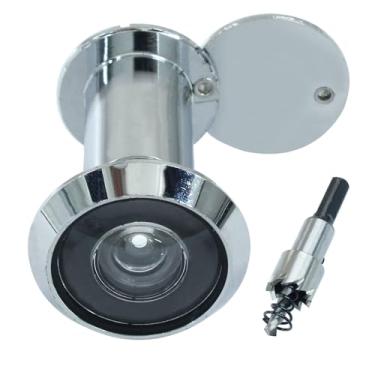 Imagem de Seimneire Olho mágico do visualizador de porta com capa de privacidade giratória, orifícios de visão amplo com broca, orifícios de porta para alojamento, casa, hotel - 2 peças - cromado polido