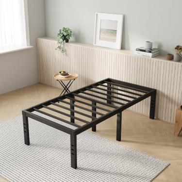 Imagem de Novilla Estrutura de cama solteiro, plataforma de metal simples de 40,6 cm, estrutura de cama de solteiro com armazenamento embaixo da cama, sem necessidade de molas de caixa, suporte de ripas de aço