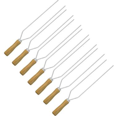 Imagem de Mini Espeto Duplo 100 Unidade Espeto Churrasco Aço Inox 30cm